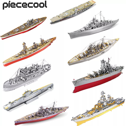 3D Metal Battleship Model Kits HMS Hood Richelieu Ship Model Jigsaw Toys for Teens Brain Teaser